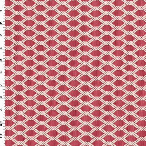 *1 1/2 YD PC - Red/Off White Trellis Double Jacquard Decorating Fabric DFWX0475-X