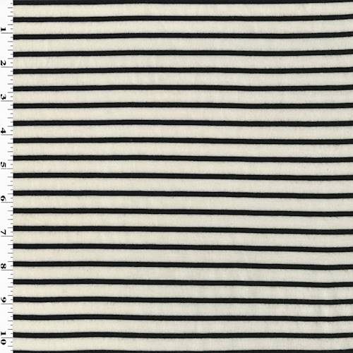 *2 1/2 YD PC--Powder White/Black Stripe Jersey Knit