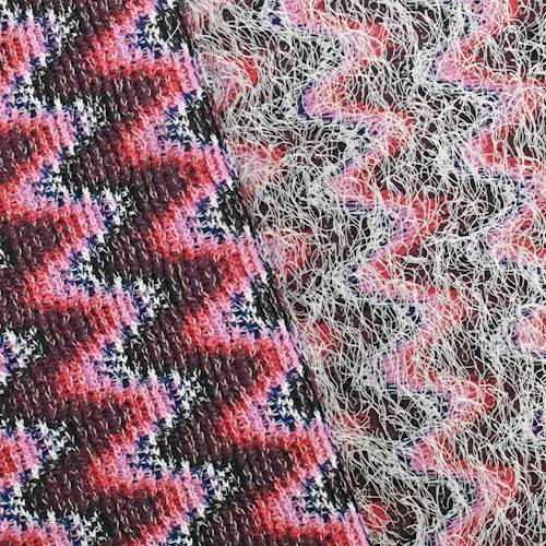 Pink/Black/Multi Eyelash Stripe Wave Sweater Knit DFW10855