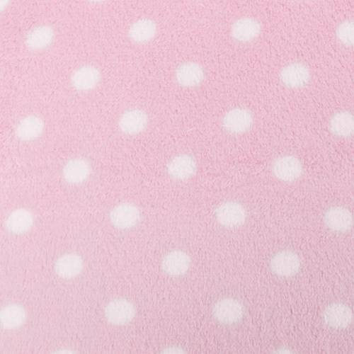 Pastel Pink/White Polka Dot Double Sided Sherpa Fleece Knit DFW10918