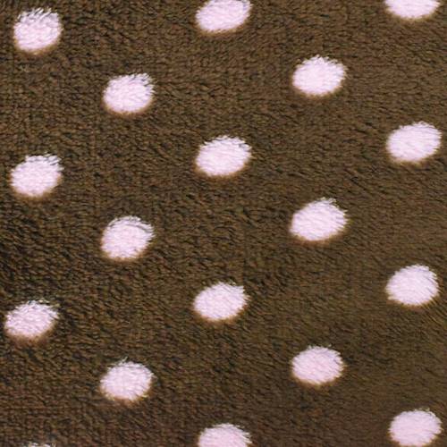 Brown/Pink Polka Dot Double Sided Sherpa Fleece Knit DFW10926