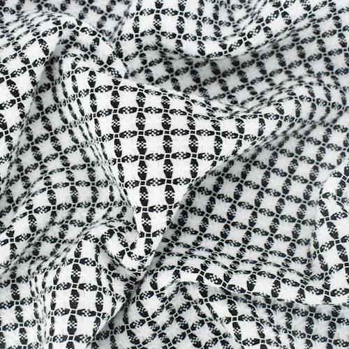 Black/White Border Dobby Trellis Jacketing - 70233 | Fashion Fabrics