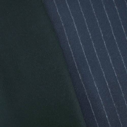 Navy/Gray/Black Boiled Wool Blend Doubleweave Stripe Coating 70226