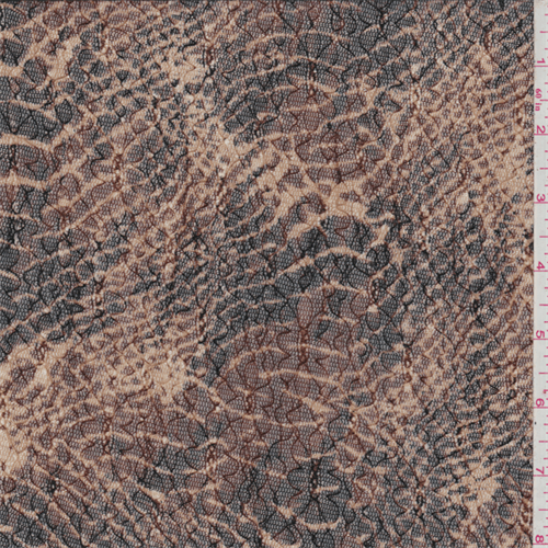 *4 YD PC--Brown/Black Snakeskin Print Embroidered Mesh