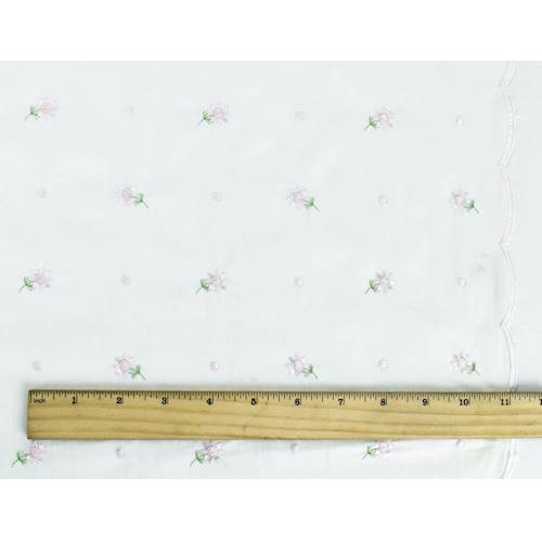 *2 YD PC--White/Purple/Multi Floral Embroidered Scallop Batiste