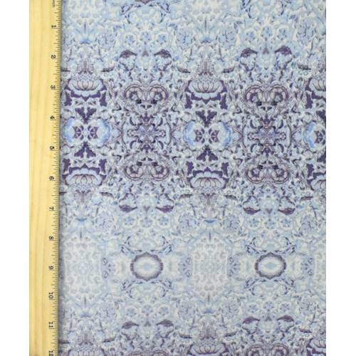 *2 YD PC--Purple/Powder Blue/Gray Baroque Print Stretch Cotton Sateen