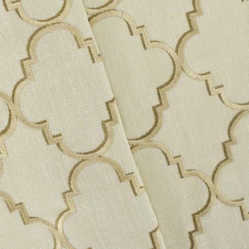 Beige Quatrefoil Embroidered Micro Basketweave Decor Fabric DFW55590 Fashion Fabrics