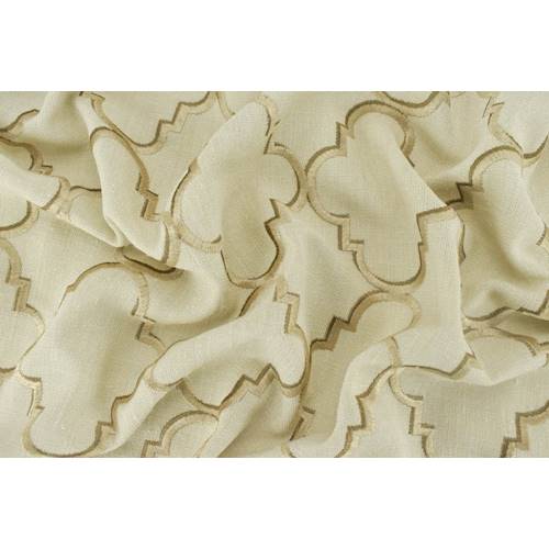 Beige Quatrefoil Embroidered Micro Basketweave Decor Fabric DFW55590 Fashion Fabrics