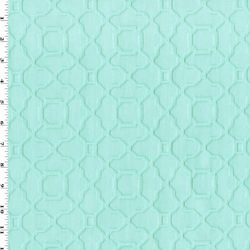 Dreamy Teal Cotton Blend Trellis Cloque Decorating Fabric DFW55615