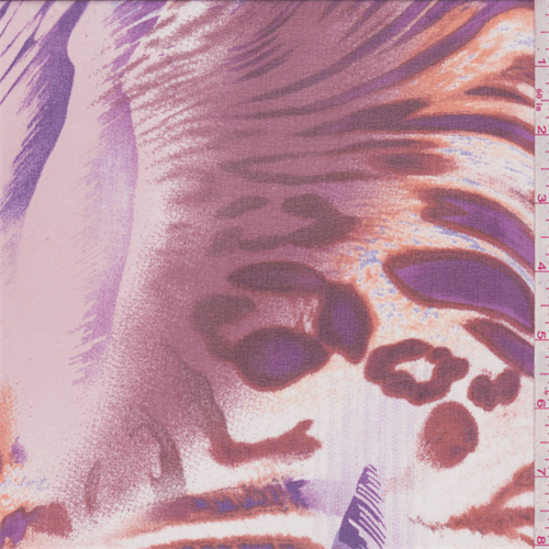 *5 YD PC--White/Purple Animal Print Silk Chiffon