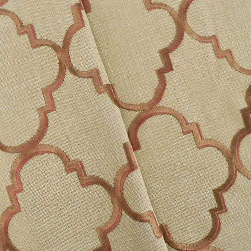 Brown Quatrefoil Embroidered Micro Basketweave Decor Fabric DFW55745 Fabric Depot
