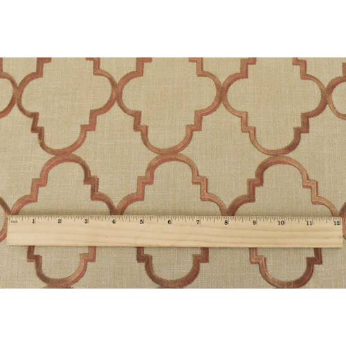 Brown Quatrefoil Embroidered Micro Basketweave Decor Fabric DFW55745 Fabric Depot