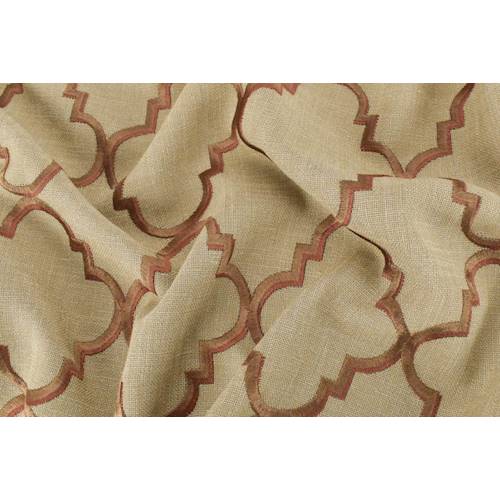 Brown Quatrefoil Embroidered Micro Basketweave Decor Fabric DFW55745 Fabric Depot