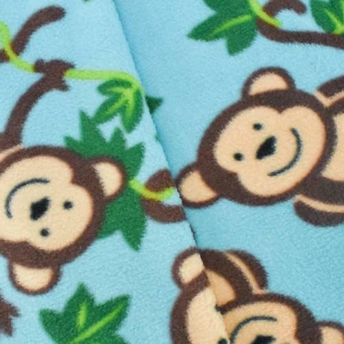 Blue/Brown Cute Monkey Printed Fleece DFW11002