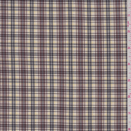 *4 YD PC--Yellow/Burgundy Plaid Polyester Suiting