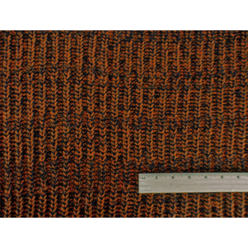 *1 YD PC--Pumpkin Orange/Black Wool Blend Sweater Rib Knit