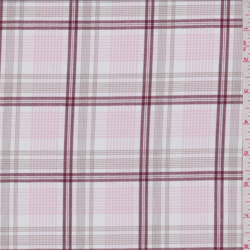 *2 5/8 YD PC--White/Maroon Plaid Shirting