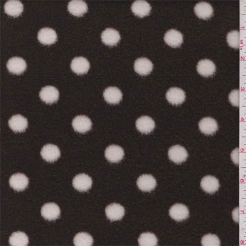 *5/8 YD PC--Brown/White Polka Dot Polyester Fleece
