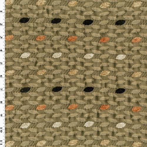 Bronze Brown/Multi Leaf Texture Jacquard Decorating Fabric DFW55788