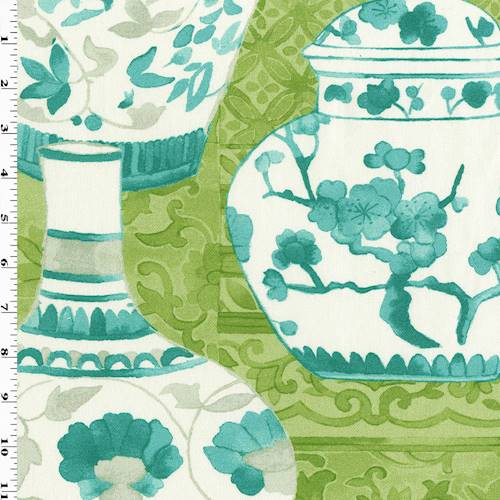 Teal/Green/Multi Braemore Pottery Print Canvas Decor Fabric DFW55793