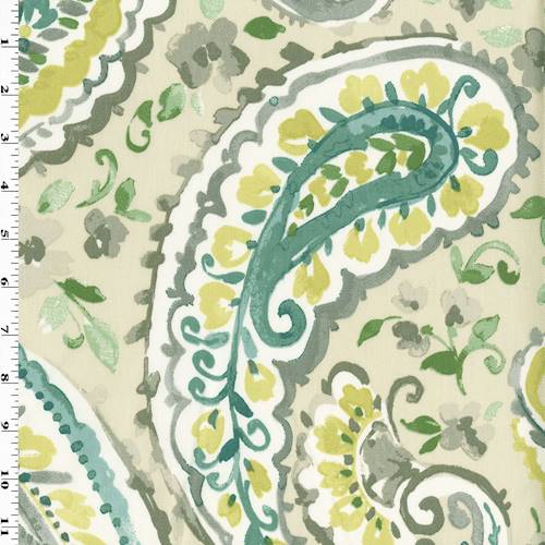 Deep Teal/Gray/Multi P Kaufmann Paisley Print Decor Fabric DFW55796