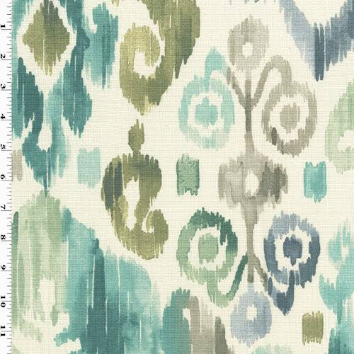 Green/Multi P/Kaufmann Watercolor Ikat Print Decor Fabric DFW55801