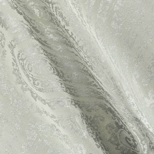 Metallic Silver/Beige Paisley Print Rib Woven Decor Fabric DFW55831