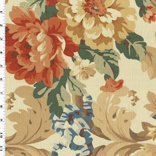 Antique Beige/Multi Floral Print Dobby Decorating Fabric DFW55833