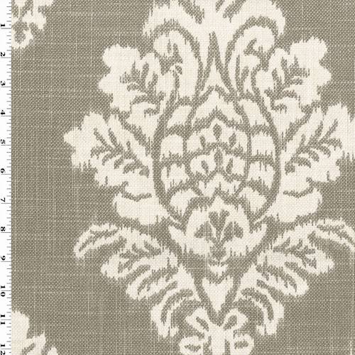 *3 1/8 YD PC--Cedar Brown/White Large Baroque Print Basketweave Decorating Fabric DFWX0602-X