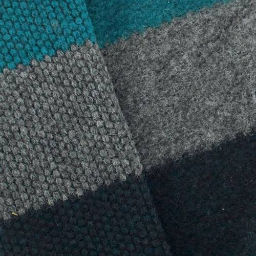 Teal/Navy/Gray Wool Blend Stripe Coating DFW11137