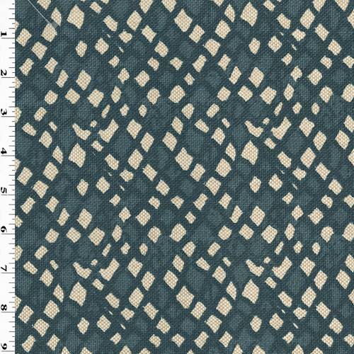 Deep Navy/Beige Abstract Pathway Print Canvas Decor Fabric DFW55872