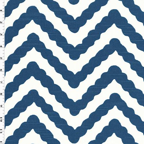 Sail Blue/White Chevron Wave Print Canvas Decorating Fabric DFW55875