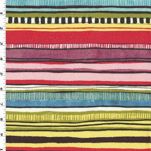 Red/Purple/Multi Stripe Print Canvas Home Decorating Fabric DFW55877