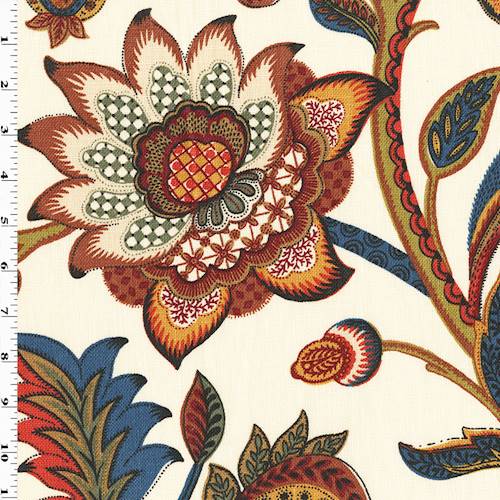 Brown/Ivory/Multi Floral Print Canvas Home Decorating Fabric DFW55879