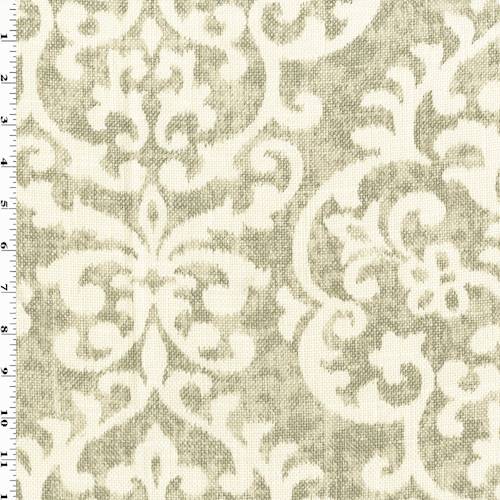 Taupe/Ivory Texture Baroque Print Canvas Decorating Fabric DFW55889