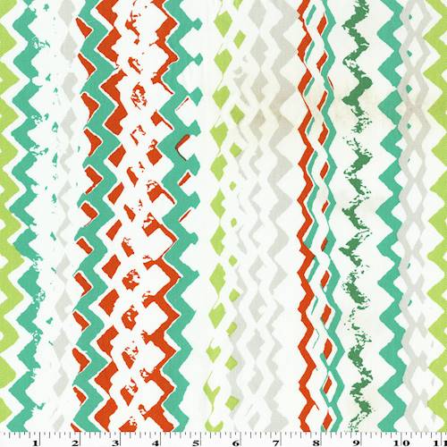 Green/Orange/Multi Abstract Chevron Print Twill Decor Fabric DFW55896