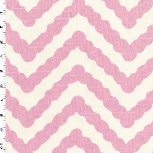 Pink/White Chevron Wave Print Canvas Decorating Fabric DFW55900