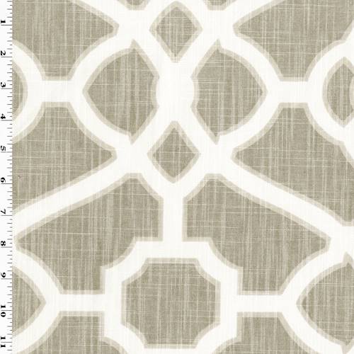 Taupe/Cream White Moroccan Print Woven Decorating Fabric DFW55903