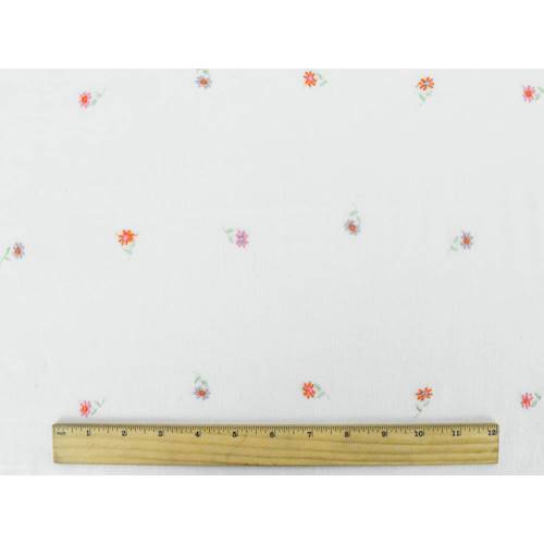 *2 3/8 YD PC--White/Purple/Multi Flower Embroidered Dobby