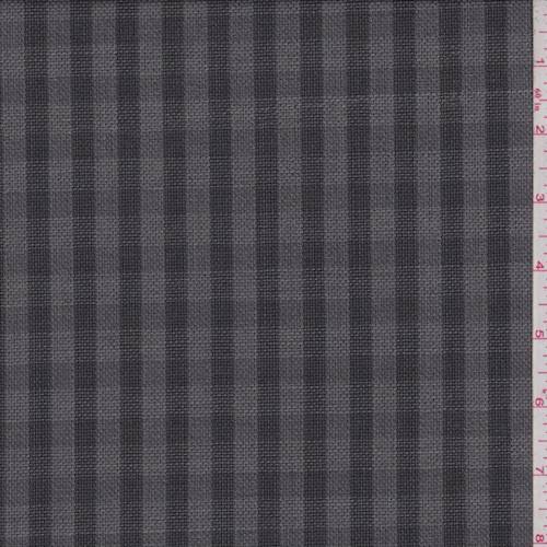 *1 YD PC--Steel Grey/Black Check Wool Blend Suiting