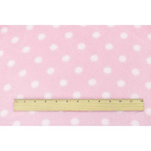 *2 YD PC--Pastel Pink/White Polka Dot Double Sided Sherpa Fleece Knit
