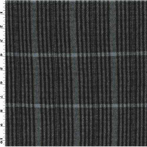 *1 YD PC--Black/Gray/Blue Wool/Cotton Plaid Flannel