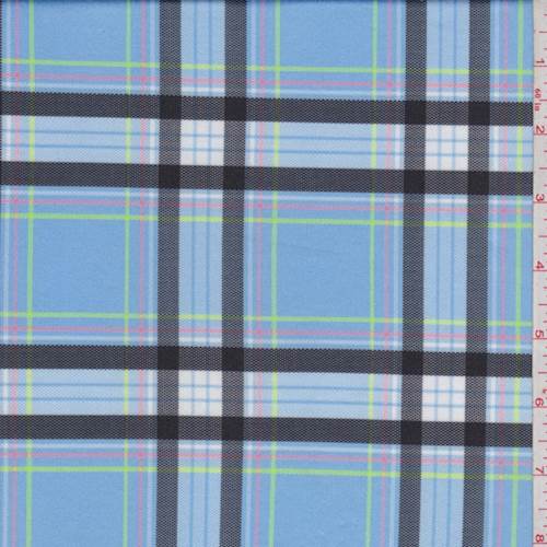 *2 5/8 YD PC--Soft Blue Plaid Activewear Knit