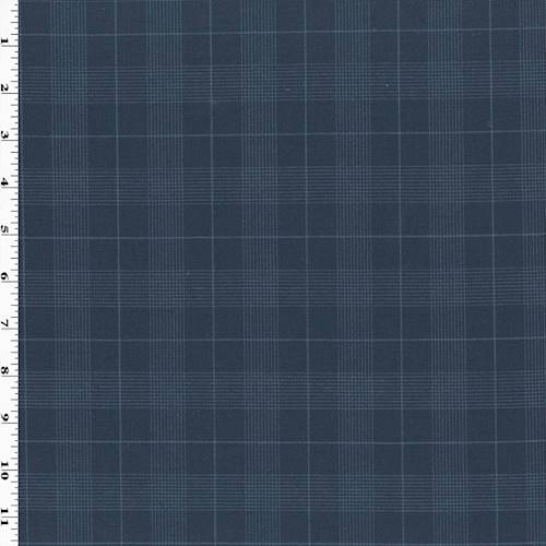 Navy/Pale Blue Tropical Wool Blend Plaid Shirting 70684