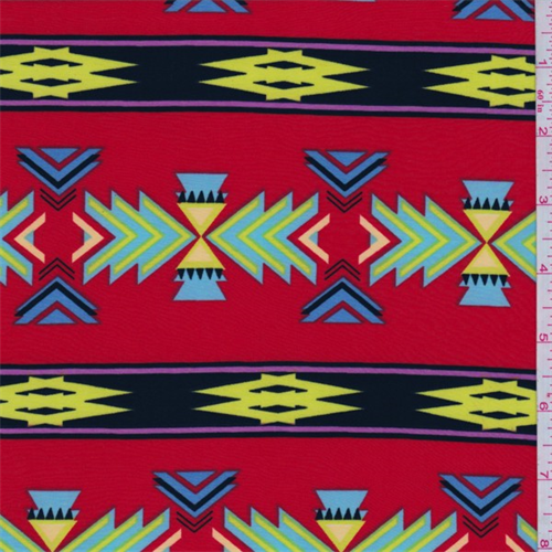 *4 7/8 YD PC--ITY Fire Red Southwest Stripe Jersey Knit