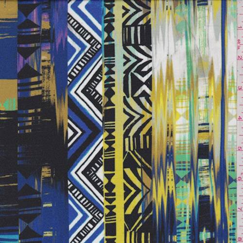 *2 1/2 YD PC--Cobalt/Mustard Southwest Crepe de Chine
