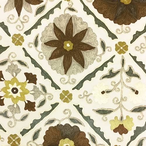 *1 1/4 YD PC -- Brown/Green/Multi Braemore Floral Print Cotton Twill Home Decorating Fabric DFWX0620-X