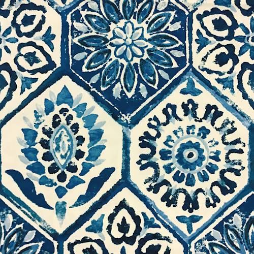 *6 7/8 YD PC -- Blue/White P/Kaufmann Floral Print Cotton Twill Home Decorating Fabric DFWX0617-X