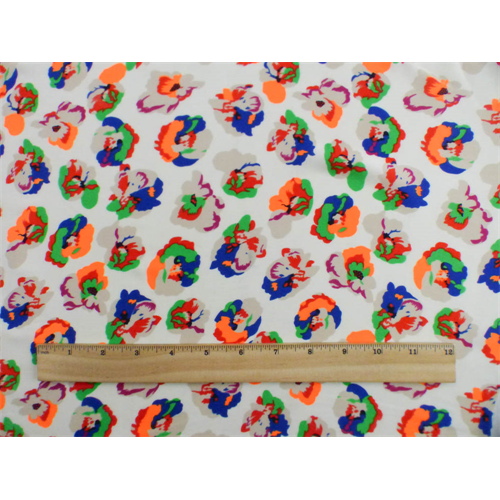 *1 1/8 YD PC--Ivory/Multi Abstract Floral Print Georgette