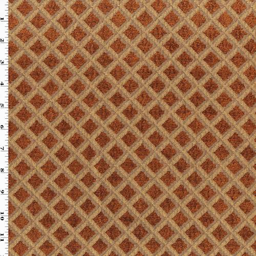 Orange/Multi Diamond Trellis Chenille Jacquard Decor Fabric DFW55985